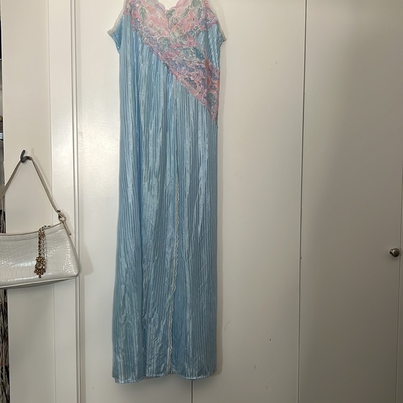 2 for $40 Night Dressing Gown with pink rosy lace front and silk ribbing detail - Picture 3 of 6